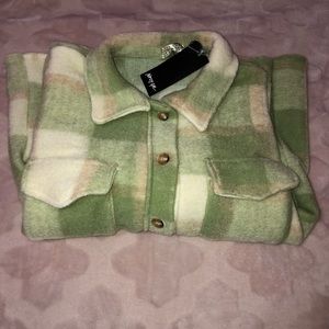 BRAND NEW Nasty Gal Wool Green Plaid Jacket